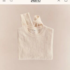 Hermes Cream Textured Crew Neck Sweater